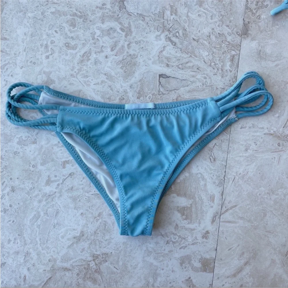 Eberjey Baby Sky Blue Strappy Bikini Top Bottoms Set